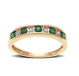 10k Yellow Gold Emerald and Diamond Channel Set Band, Size 7
