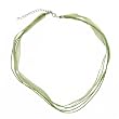 Necklace Cord For Pendants - D14 - 5-Strand Organza and Cord Mixed ~ 17" + 2" Extension Chain ~ Silver Plated Ends ~ Olive Green