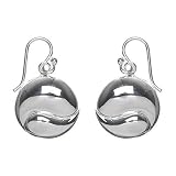 Sterling Silver Puffed Yin Yang Drop Earrings