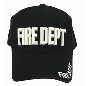 BLACK FIRE DEPARTMENT HAT WITH WHITE EMBROIDERED LETTERING