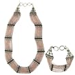 Girls Jewelry Set Silver Rosequartz Necklace Bracelet and Earrings (gnklcs389)