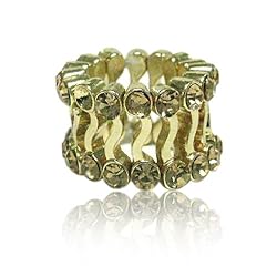 Dual Goldtone Crystal Lined Stretch Ring