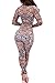 Women's Turtleneck Long Sleeves Printed The Thai Tribal Jumpsuit, Medium