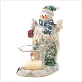 SNOWMAN TEA LIGHT CHRISTMAS DECORATION CANDLE HOLDER