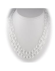 Round Sterling Silver Diamond Cut Large Links Necklace Italy