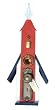 Funky Randy Birdhouse 25" Patriotic Star Bell Antique Brass Knob Lock Red/White/Blue 25" Tall R-120