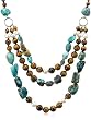 Tiger Eye, Turquoise and White Freshwater Cultured Pearl Three-Row Necklace with Sterling Silver Clasp, 19.5+4'' Extender