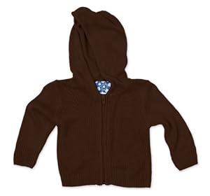 Kicky Pants Knit Hoodie, Bark, -3 Months