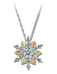 Landstroms Sterling Silver Snowflake Pendant and Black Hills Gold Leaves - PE973SS