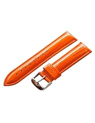 22mm Orange Lizard Grain Leather Watch Band Strap (Quick Release Pins!) with Stainless Steel Buckle - Fits All Watches!!!
