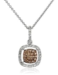 Sterling Silver Champagne and White Diamond Pendant Necklace (1/2 cttw, I-J Color, I2-I3 Clarity), 18"