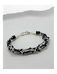 Black Cotton Waxed Thread Bracelet In 92.5 97