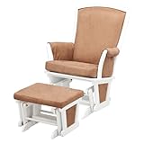 Delta Bentley Upholstered Glider and Ottoman Set - White