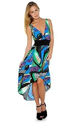 Polyester/Silk Summer High-Low-Hem Shirred Lace Stretchy General Print Maxi Dress 