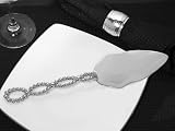 Chrome Cake Server w Beaded Handle 10.5 Long - Baby Shower Gifts & Wedding Favors