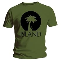 Island 50 Palm Logo Black Khaki Mens t-shirt Khaki
