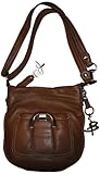 Women's B Makowsky Leather Purse Handbag West Bourne X-Body Nutmeg