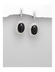 Black Star Diopside Earrings In 92.5 Sterling Silver
