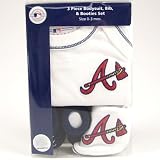 ATLANTA BRAVES ONESIE BIB BOOTIE BABY GIFT SET (0-3 MOS)