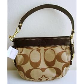 Coach Signature Zoe Top Handle Bag Purse 41856 Khaki Mahgoany