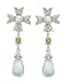14K White Gold Blue Topaz, Citrine, Pearl and Diamond Earrings