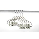 ULTRA-SLIM VELVET SUIT HANGERS W/PANT FINGER CLIPS - SET OF 5- Beige