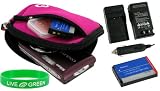41GoopcKQgL. SL160  3n1 Neoprene Sleeve (Hot Pink) Case / NP 80 950mAh Li Ion Battery / AC DC Charger for Casio Exilim EX S8 Digital Camera Black