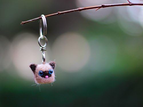 Cat Keychain, Cat Keyring, Siamese Cat, Cute Kitty