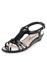 Open Toe Strappy Wedge Sandals