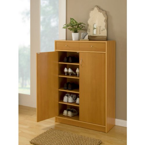 Five Shelf Beech Finish Shoe Storage Cabinet On Sale