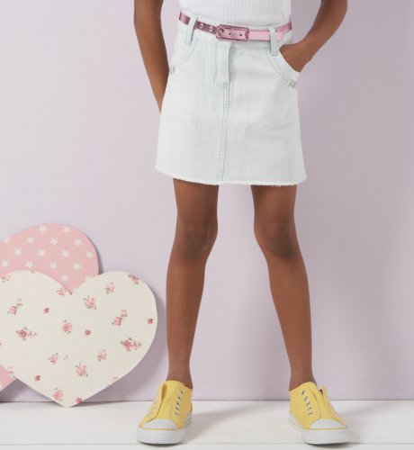 Pure Cotton Stripe Skirt with Belt