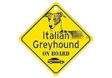 Italian Greyhound ON BOARD カーサインボード：イタリアングレーハウンド 乗車中 ミニサイン 吸着盤つき Made in U.S.A [並行輸入品]