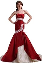 Hot Sale GEORGE BRIDE Elegant Strapless Satin Mermaid Wedding Dress With Beaded Detail Size 6 Red