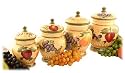 Tuscan Collection Deluxe Hand-Painted 4-Piece Canister Set