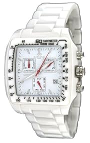 Oniss #ON8403-L7 Mancha Unisex Midsize White Ceramic Chronograph Sports Watch