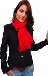 Handmade Scarf in Neon Red - 100% Knitted By Hand
