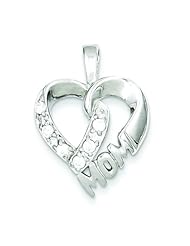 Sterling Silver Cubic Zirconia Mom Heart Charm