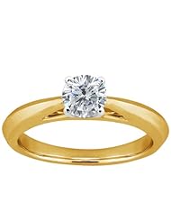 0.50 Ct Round H/I I1 Diamond 18K Yellow Gold Solitaire Ring
