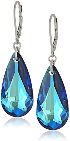 Sterling Silver Swarovski Elements Teardrop Lever Back Earrings