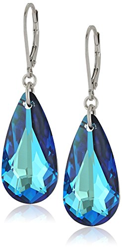 Sterling Silver Swarovski Elements Teardrop Lever Back Earrings