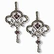 Fleur-de-lis Silver Ruby Natural Seed Pearl Earrings - Dahlia Vintage Collection
