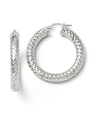 14k White gold Leslies ForeverLite Polished and Textured Earrings