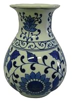 Blue and White porcelain flower vase - hand painted, underglazed