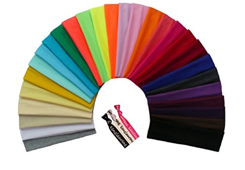 Kenz Laurenz ® Cotton Headbands 12 Pack U PICK (Available in LOTS of COLORS) - Soft and Stretchy Elastic Yoga Fashion Headband for Teens Women Girls Softball Volleyball Soccer Basketball Dance Cheer Pack Sports Teams Stretch Head Band Set Hair Wrap Accessories Wholesale Store by Kenz Laurenz