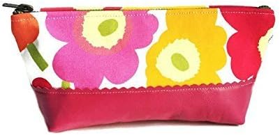 Pink Small Poppy Leather Pouch, Zipper Pouch, Leather Clutch, Cosmetic Bag