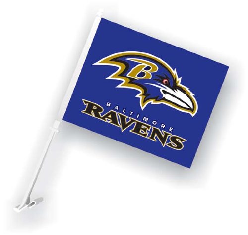 BALTIMORE RAVENS CAR FLAG w/Wall Bracket Set of 2