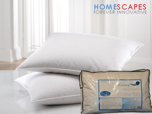 Childrens Toyshop   : White Duck Feather Pillow - PAIR - Well Filled Department Store Quality ( HOMESCAPES BRAND)