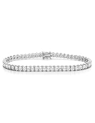 Diamoni Collection 12 Carat Simulated Diamond Princess Cut 8 Inches Platium Plated Sterling Silver Tennis Bracelet