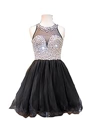 Pleated Beaded  Lace  Sheer Jeweled Short Tulle Homecoming Dress  With Rhinestones and Ruffles