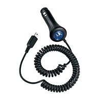 Motorola Car Charger for Motorola K1, K1m, L2, L6, L7, Z3, V3, V3i, V3c, Z6, U6, U9, Q, E1, E2V191, V195, V197, V360, and V365 - Black